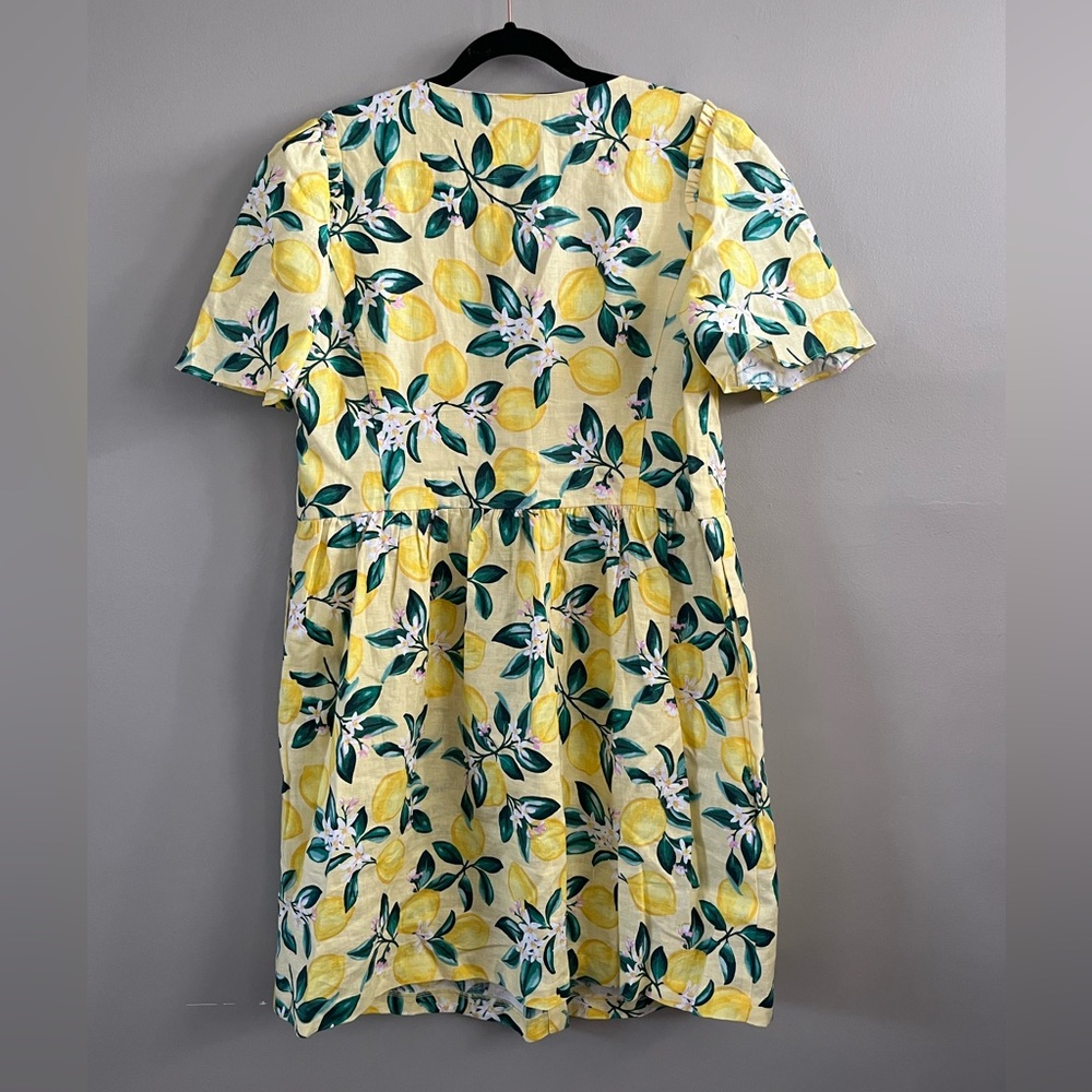 Draper James Yellow Lemon Print 100% Linen Mini Dress - Picture 6 of 13